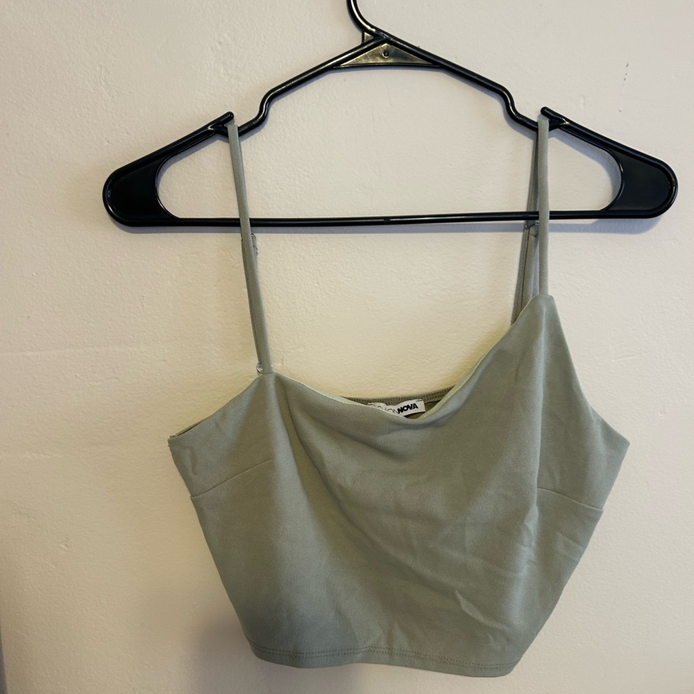 Fashion Nova Sage Green Crop/Off Shoulder Top